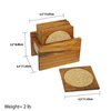 Home Basics Home Basics Pine Wood Square Coasters with Absorbent Cork Insert, (Set of 6), and Holder ZOR96225